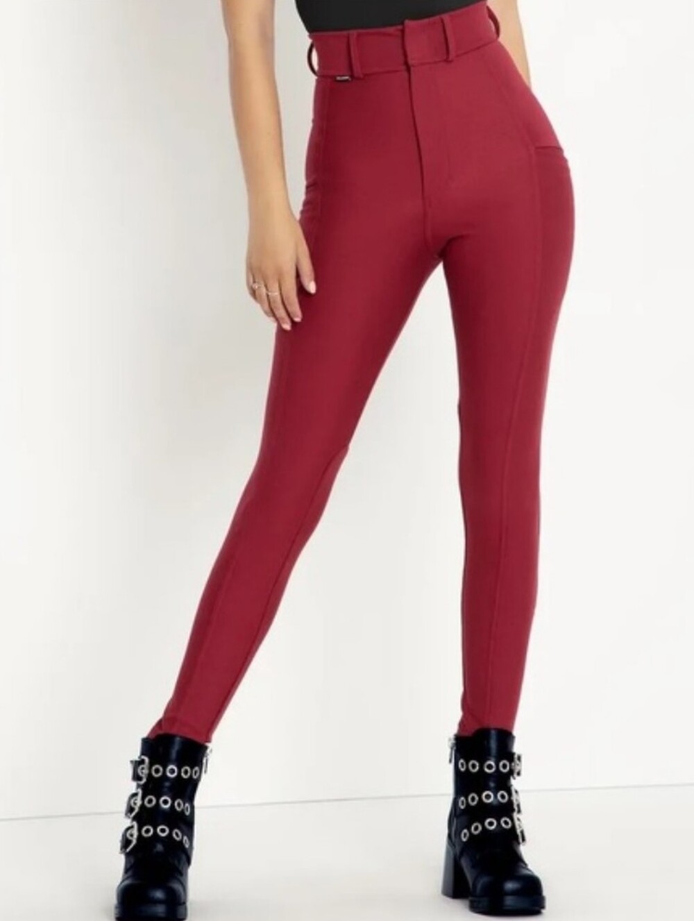 Blackmilk Equestrian Style Burgundy Red High Waisted Tight Stretch Pants XXL